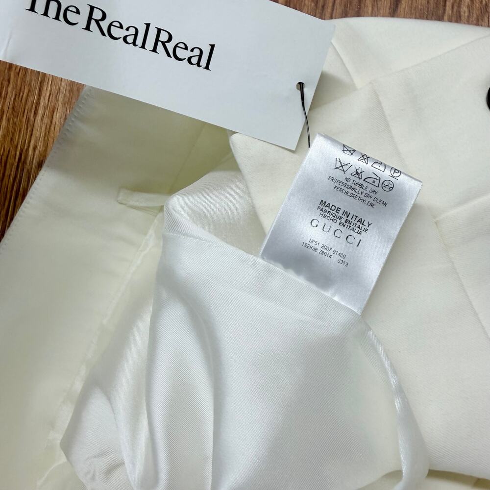 Archival Gucci 2007 Cream High-Waist Tailored Pencil Skirt IT 46 / US 10 Capsule - Picture 9 of 10